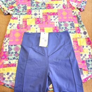 2 PC lot Lularoe classic T sz Xl with Halara shorts in purple Grey sz L